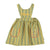 Short sleeveless dress | khaki w/ large blue stripes and yellow print