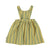 Short sleeveless dress | khaki w/ large blue stripes and yellow print
