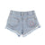 Shorts w/ fringes | washed blue denim
