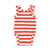 Baby sleeveless body terry cotton | red & ecru stripes